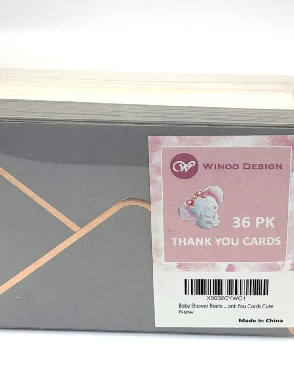 Winoo Design Baby Girl Elephant Thank You Cards 36 Pack New
